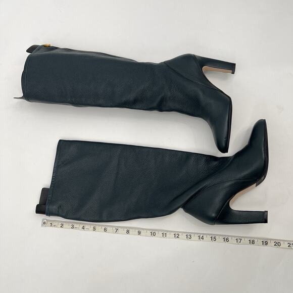 Stuart Weitzman Charlie Leather Knee-High Heeled Boots Women's 6.5 Green EUC - Picture 15 of 15